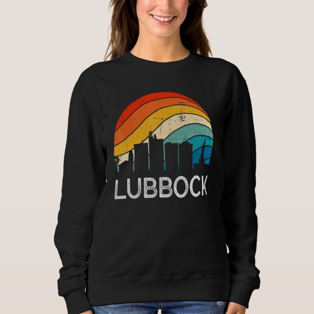 Camiseta Retro Texas Lubbock Skyline Vintage Urban Skyscrap (Frente)