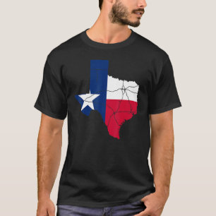 Camiseta Retro Texas Sinalizador do Google Mapa América Mul