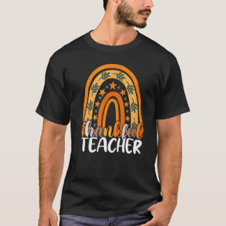 Camiseta Retro Thanksgiving Teacher Thankful Teacher Rainbo