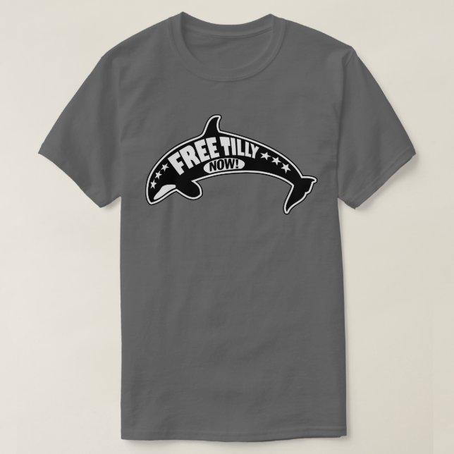 Camiseta Retro Throwback Free Tilly AGORA Conservação Orca (Frente do Design)