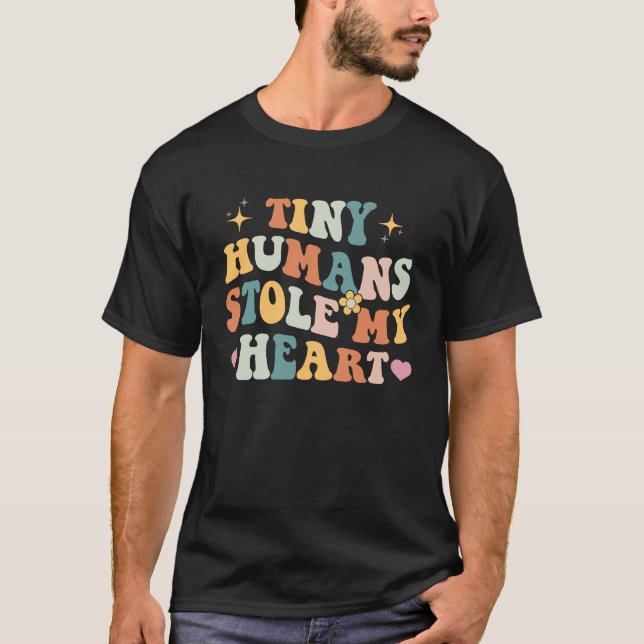 Camiseta Retro Tiny Humans Stole My Heart Valentine's Day N (Frente)