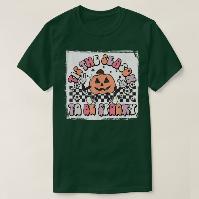 Camiseta Retro Tis The Season To Be Spooky Floral Pumpkin H (Frente do Design)