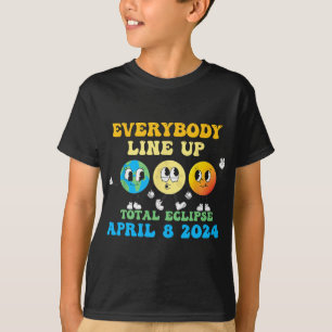 Camiseta Retro Todos Alinhando Eclipse Solar Total 2024 E