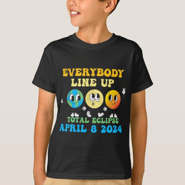 Camiseta Retro Todos Alinhando Eclipse Solar Total 2024 E (Frente)