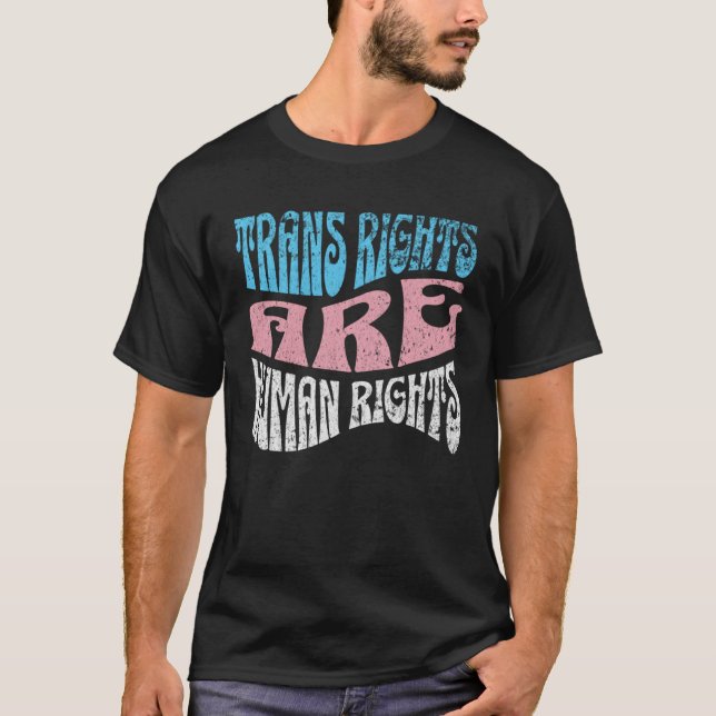 Camiseta Retro Trans Right are Human Rights Transgender LGB (Frente)