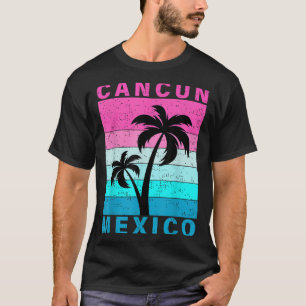 Camiseta Retro Tropical Sunset Cancun Beach Mexico Summer V