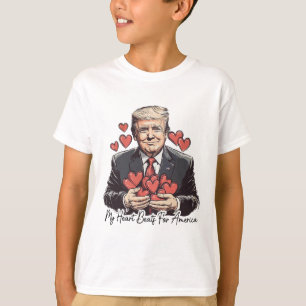 Camiseta Retro Trump Namorados My Heart Beats For America