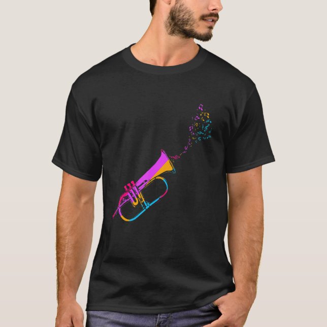 Camiseta Retro Trumpet Trumpeter Musician Musical Instrumen (Frente)