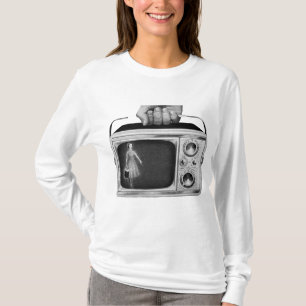 Camiseta Retrô TV Portátil dos Anos 50 de Meados do Século