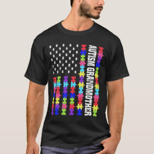 Camiseta Retro U Flag Autismo Avó Quebra-cabeça Autista