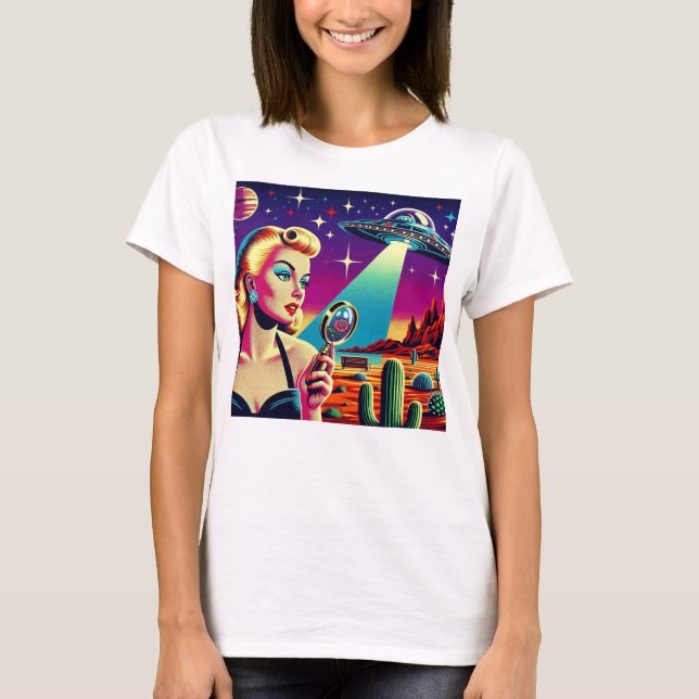 Camiseta Retro UFO Pin-Up (Frente)