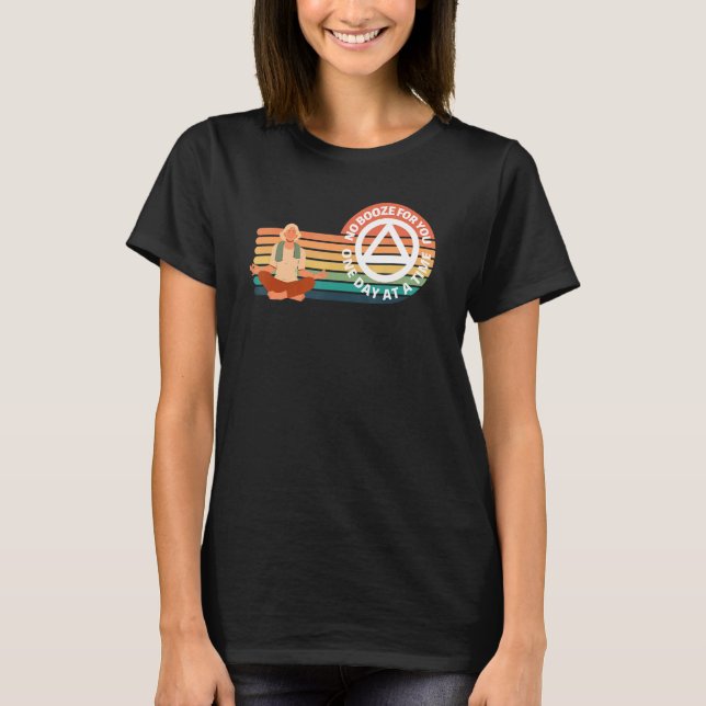 Camiseta Retro Um Dia De Cada Vez Meditando Cara AA NA Vint (Frente)