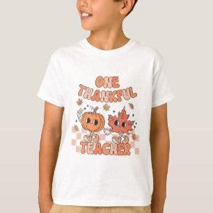 Camiseta Retrô Um Professor Feliz Pumpkin E Folha De Outono