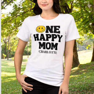 Camiseta Retro Um Sorriso Feliz da Mamãe Aniversário