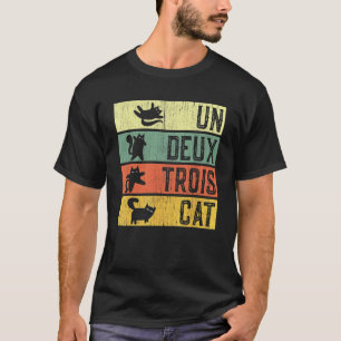 Camiseta Retro Un Deux Trois Ca Meowy Francês Gato