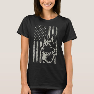 Camiseta Retro US Flag German shepherd Dog Mães 4 de julho 
