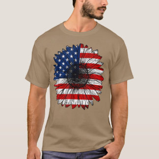 Camiseta Retro US Flag Sunflower Lover Funny 4th Patriótico
