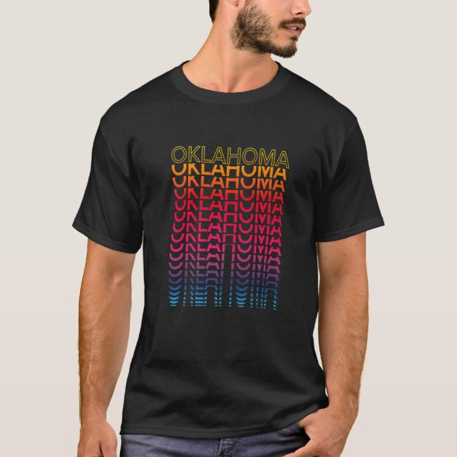 Camiseta Retro Usa Colorful State Nostalgic Oklahoma (Frente)