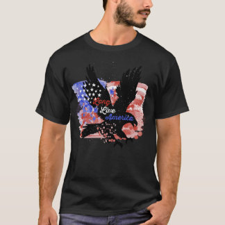 Camiseta Retro USA Eagle Watercolor Long Live America Tee
