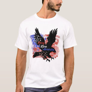 Camiseta Retro USA Eagle Watercolor Long Live America Tee