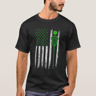 Camiseta Retro USA Flag Lacrosse Shamrock Sports Rua. Patr