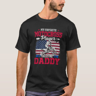 Camiseta Retro USA Flag Motocross Player Me chama Pai 4º