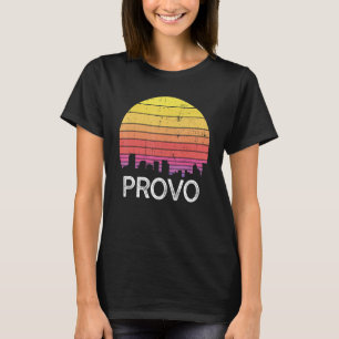 Camiseta Retro Utah Provo Skyline Vintage Edifícios Urbanos