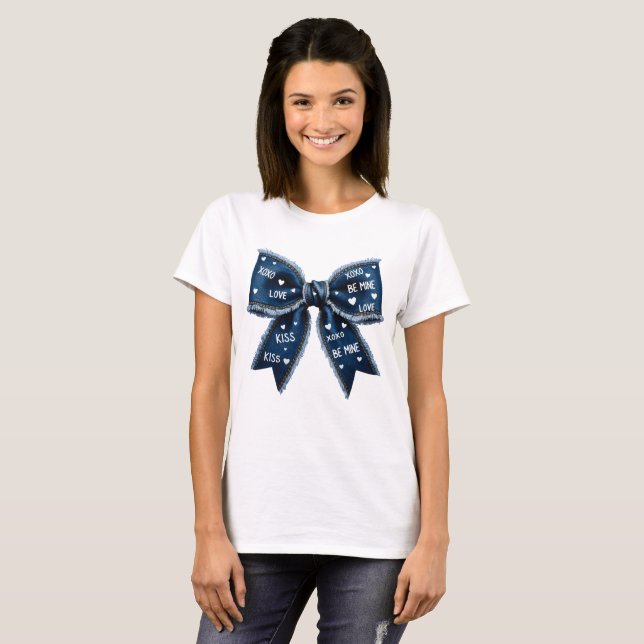 Camiseta Retro Valentine Bow Denim  (Frente Completa)