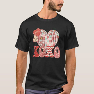 Camiseta Retro Valentine's Day XOXO Love Disco Heart Valent
