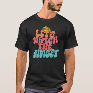 Camiseta Retro Vamos Assista À Praia Sunset Vibes Engraçado