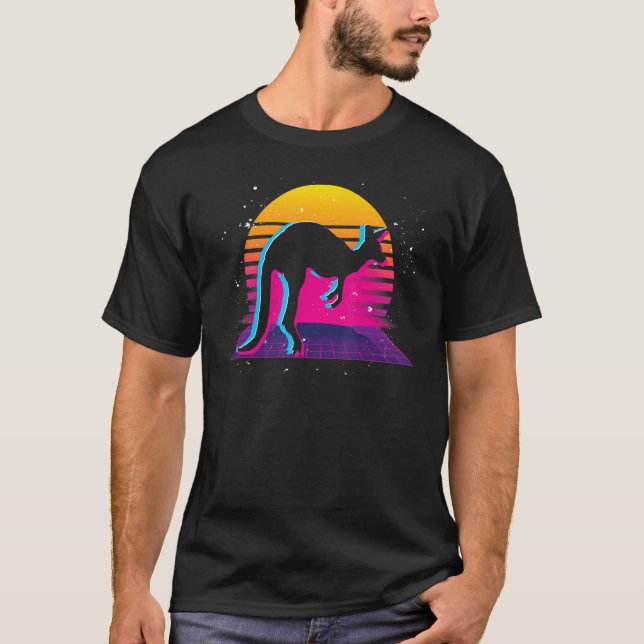 Camiseta Retro Vaporwave Kangaroo (Frente)