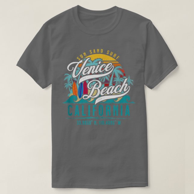 Camiseta Retro Venice Beach California Sun Palm T (Frente do Design)
