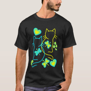 Camiseta Retro Verão Anos 80 Gatos Coração Flores Gato Gati