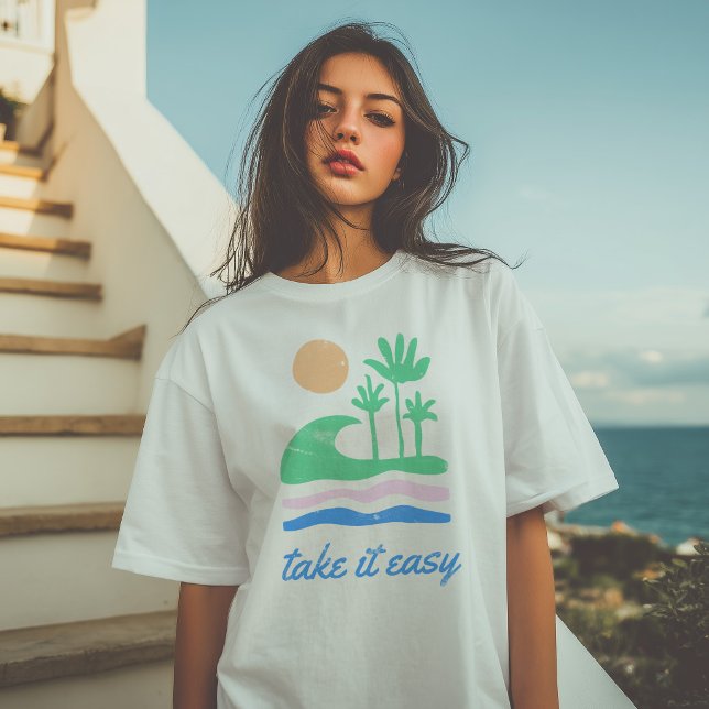 Camiseta Retro Verão Relax Unisex (Take it Easy Retro Summer Unisex T-Shirt)