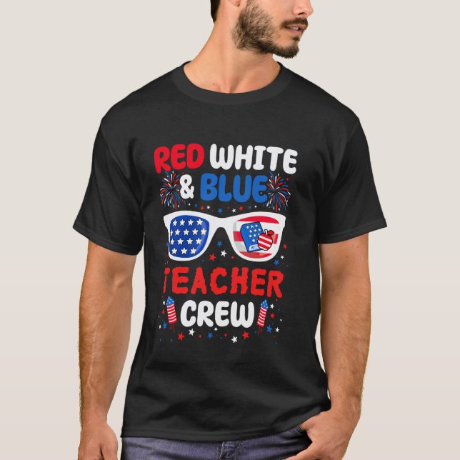 Camiseta Retro Vermelho Branco Azul Equipe de Professores 4 (Frente)