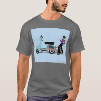 Camiseta Retro Vespa Style 70s Disco Man Illustration vinta