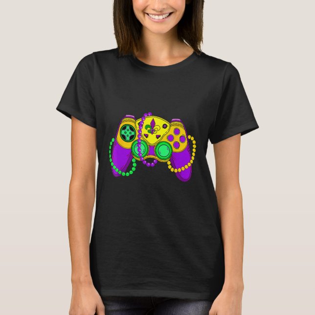 Camiseta Retro Video Game Controller Hat Mardi Gras Gaming (Frente)