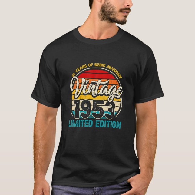 Camiseta Retro Vintage 1953 Funny 68º Aniversário (Frente)