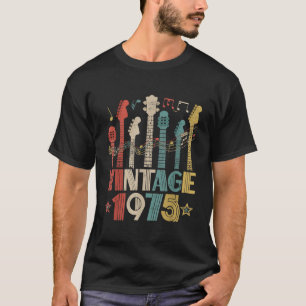 Camiseta Retro Vintage 1975 Guitar Lover 1975 Aniversário