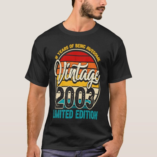 Camiseta Retro Vintage 2003 18º aniversário (Frente)