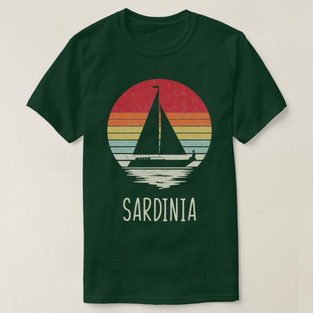 Camiseta Retro Vintage à vela na Sardenha (Frente do Design)