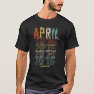 Camiseta Retro Vintage Abril De 1975 Clássico 46º Anivers