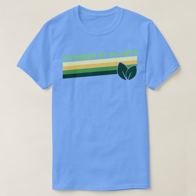 Camiseta Retro Vintage Alimentado Por Plantas (Frente do Design)