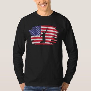 Camiseta Retro Vintage American Flag Badminton 4 De Julho
