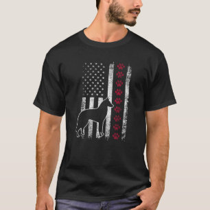 Camiseta Retro Vintage American Flag Belga Malinois 4Th O