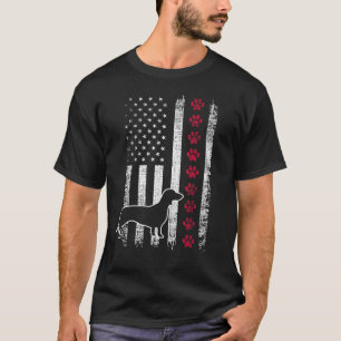 Camiseta Retro Vintage American Flag Dachshund Dog 4th Of J