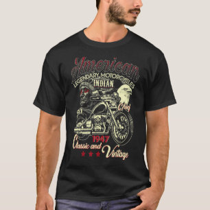 Camiseta Retro Vintage American Motorcycle Indian For Old B