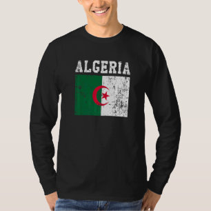 Camiseta Retro Vintage Argélia Flag Roots Argélia