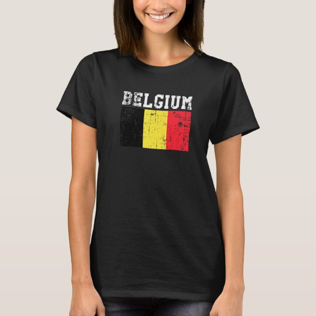 Camiseta Retro Vintage Bélgica Bandeira Raízes Belgas (Frente)