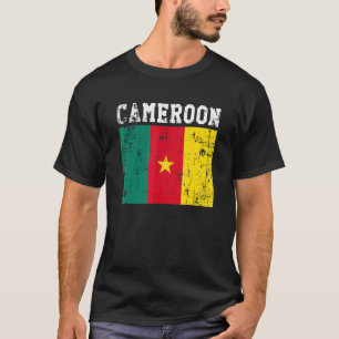 Camiseta Retro Vintage Camarões Flag Roots Camarões